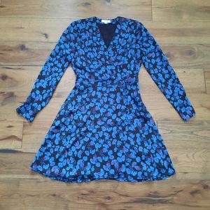 Equipment Femme Floral Print Long Sleeve  Short Dress